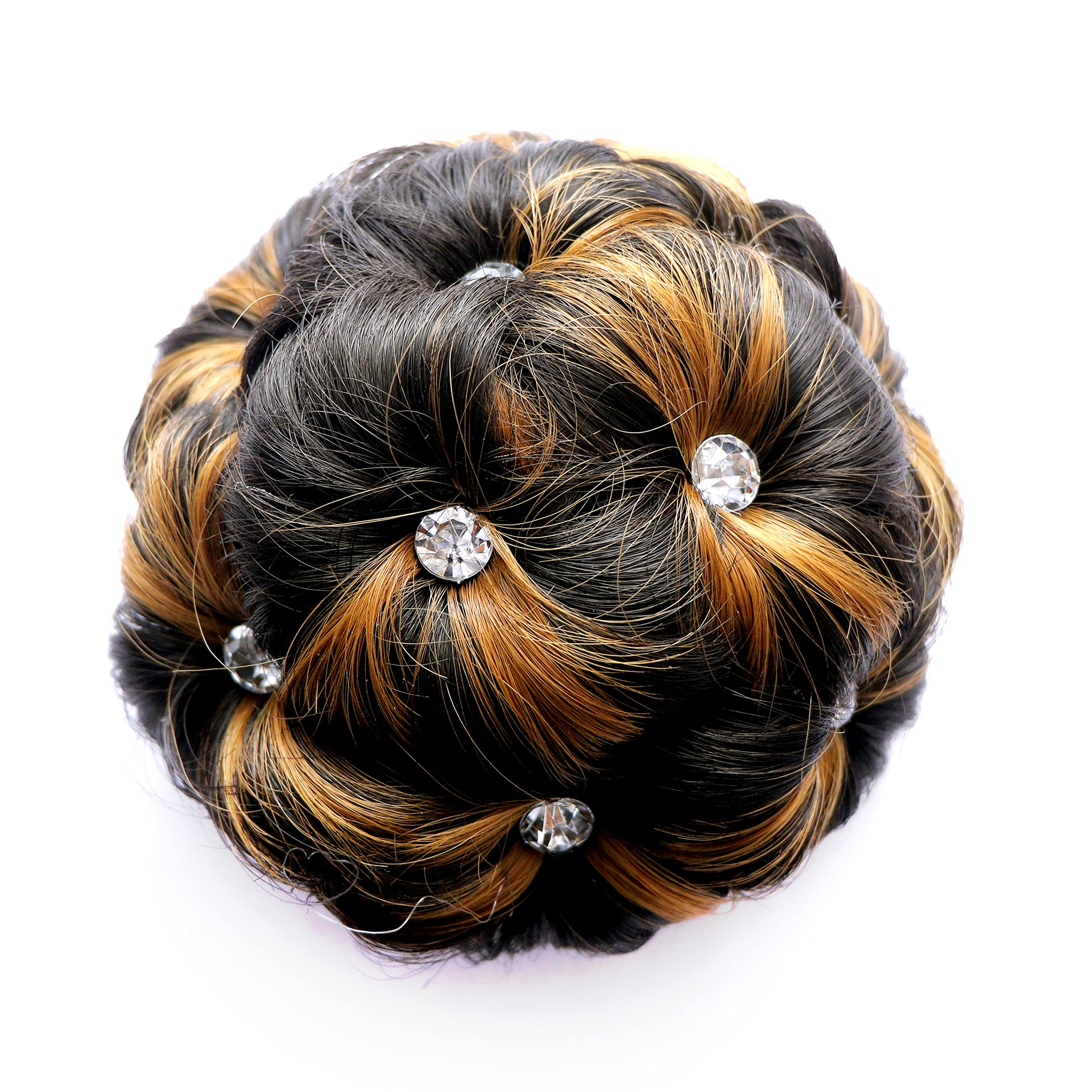 ShivarthHair Juda Panja with Stone Bridal Hair Piece Hairstyler Artificial Hair Bun Tress Claw Hair Juda Extension for Girls and Women
