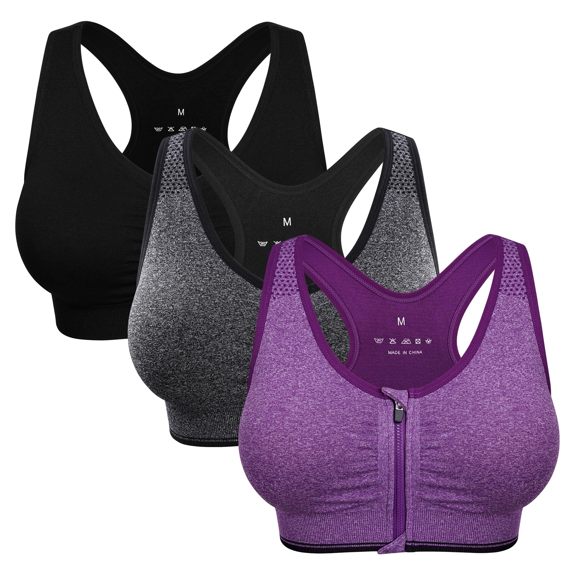 WANAYOU womens Soft Soft L 3 Pack(black+grey+purple)