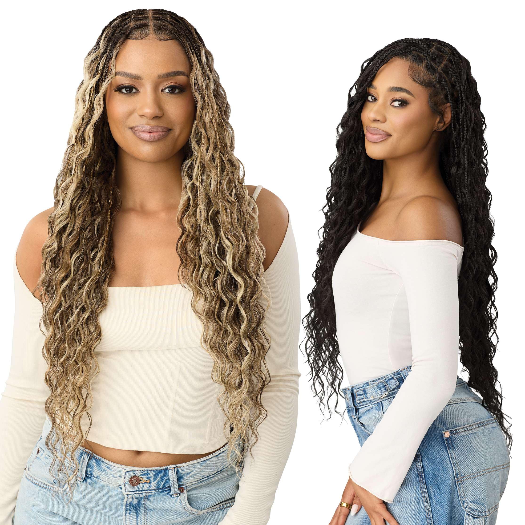 Outre 100% Full Hand Tied Whole Lace Wig - Boho Mermaid Box Braid 32" (DR4/VANILLA LATTE)