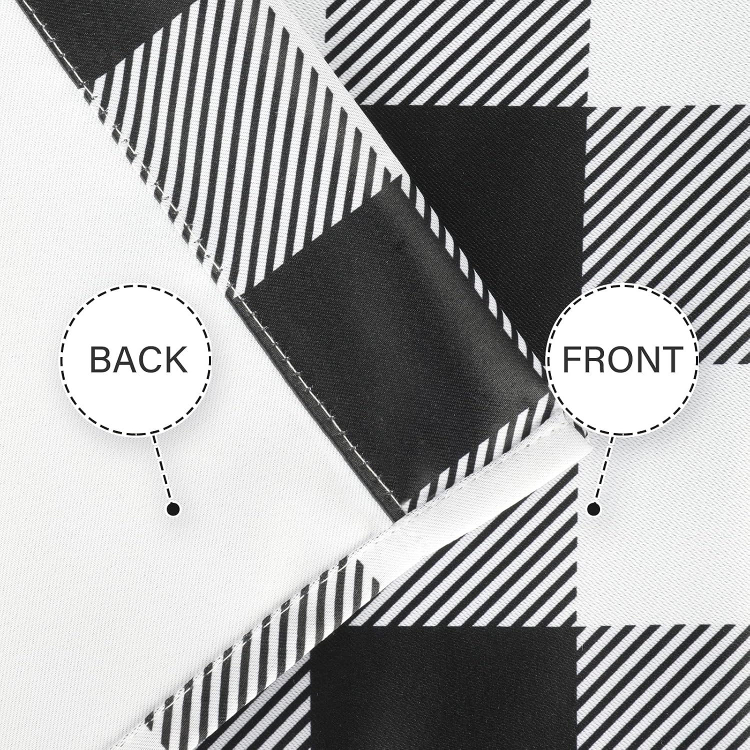 Simple Deluxe Buffalo Plaid Blackout Curtains Panels for Living Room, Bedroom Farmhouse Courtyard Style Room Darkening Thermal Insulated Kitchen Curtains, 37" W x 63" L, Black and White