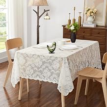 ASATEX 60 x 120 Inch Ivory Rectangle Lace Tablecloth. MIT REC Ivory 120"