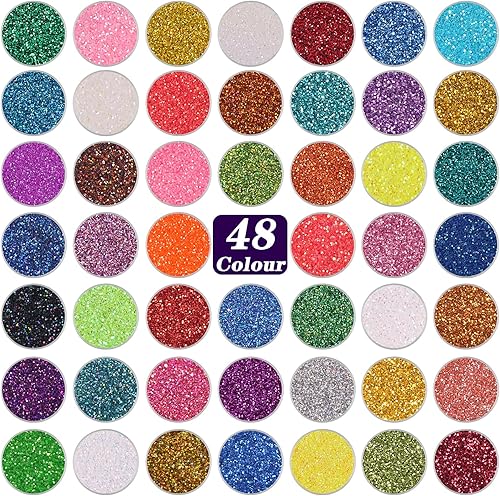 Miniatura 7 de ANGXILIN Chunky&Fine Mixed - Purpurina de 48 colores surtidos, purpurina gruesa holográfica para resina epoxi para manualidades, purpurina gruesa