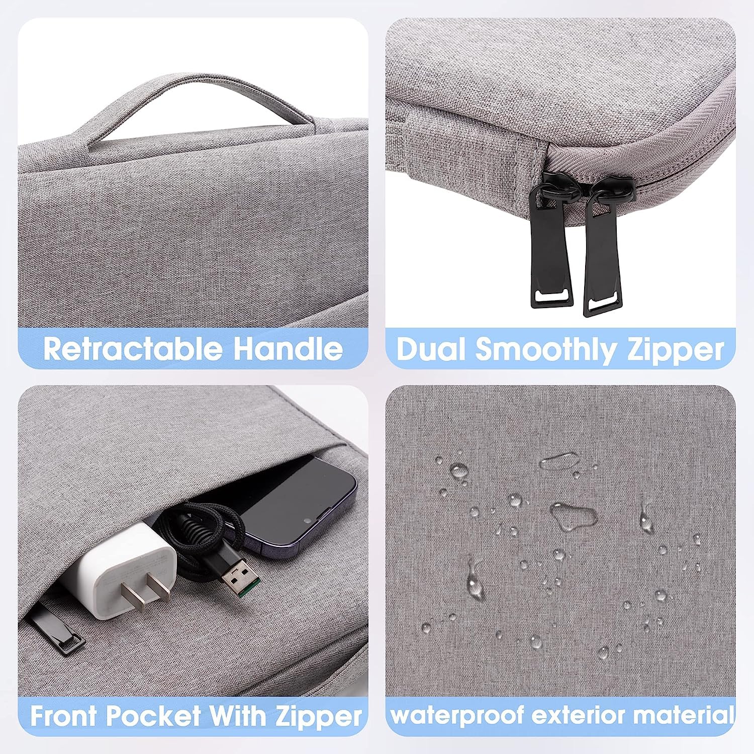 Custodia per laptop Borsa impermeabile for laptop da 15,6 pollici di grande capacità for pendolari Custodia protettiva for tablet PC(Nero)