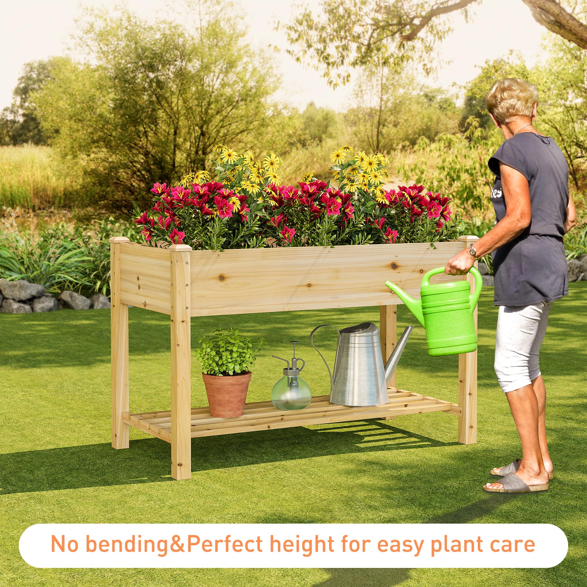 Yaheetech 34x18x30in Horticulture Raised Garden Bed 2pcs Planter Box with Legs