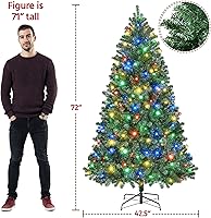 Vista 75 de Yaheetech 7.5ft Pre-lit Spruce Artificial Christmas Tree Snow Flocked Hinges Tree with 550 Multicolor LED Lights & 1284 Branch Tips & Metal Stand