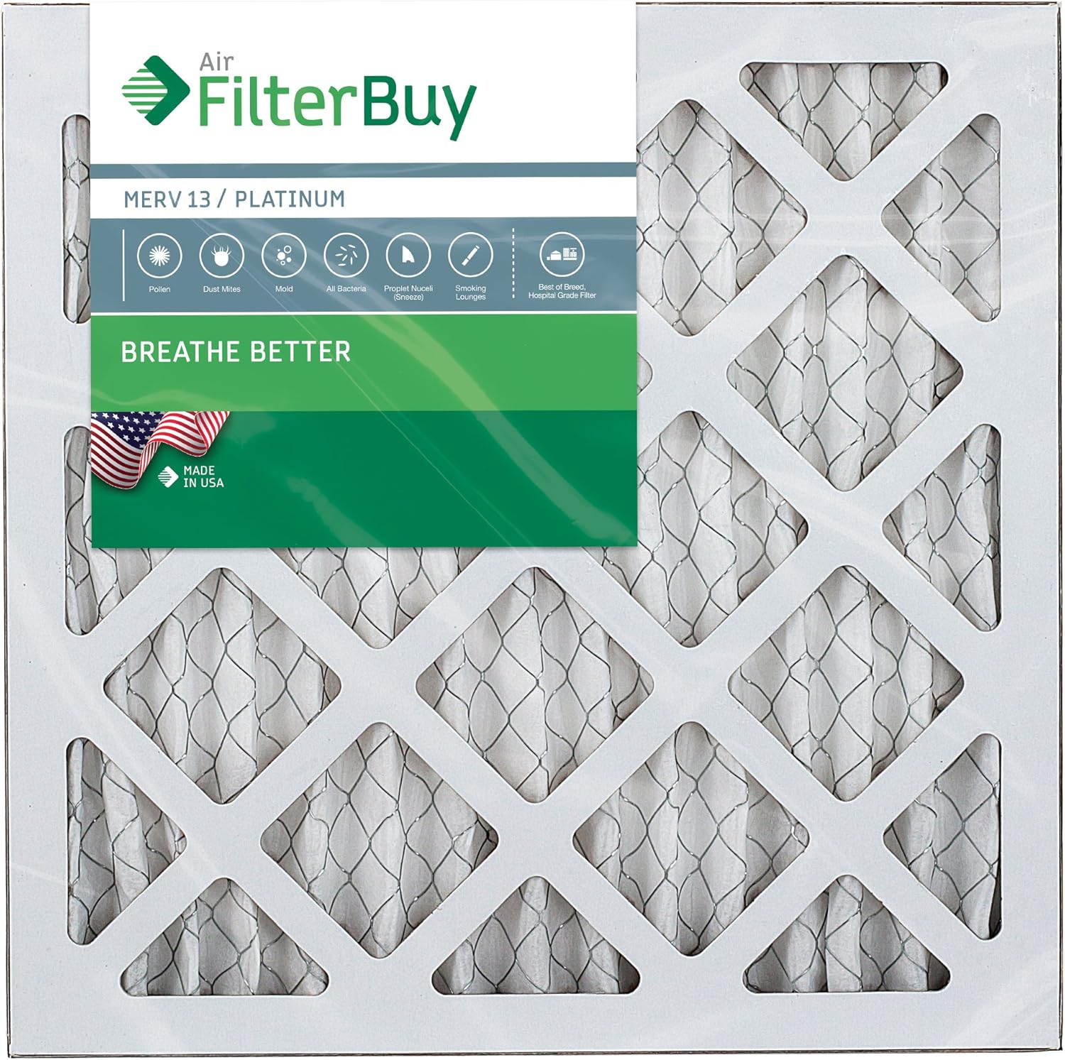 FilterBuy 20x20x1 MERV 13 Pleated AC Furnace Air Filter, (Pack of 4 Filters), 20x20x1 – Platinum - Replacement Furnace Filters - 