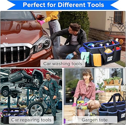 Miniatura 7 de 2 bolsas de detalles con bolsa de transporte pulidora, organizador de maletero de limpieza de automóvil, organizador de detalles grandes para