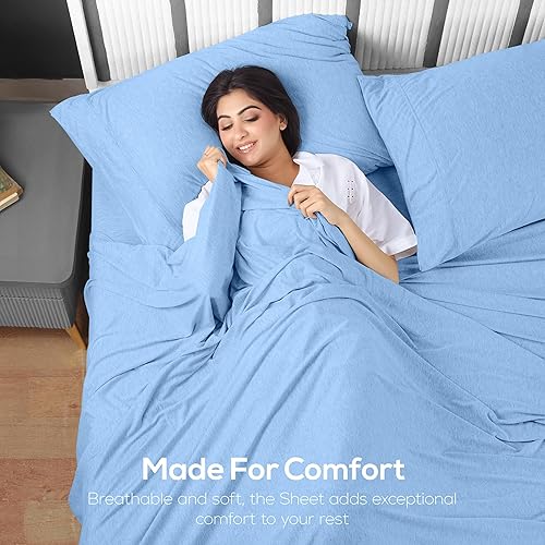 Miniatura 6 de Utopia Bedding Juego de sábanas Queen  Juego de sábanas de punto de jersey de 4 piezas  Sábanas de algodón  Sábanas elásticas suaves (Queen, gris