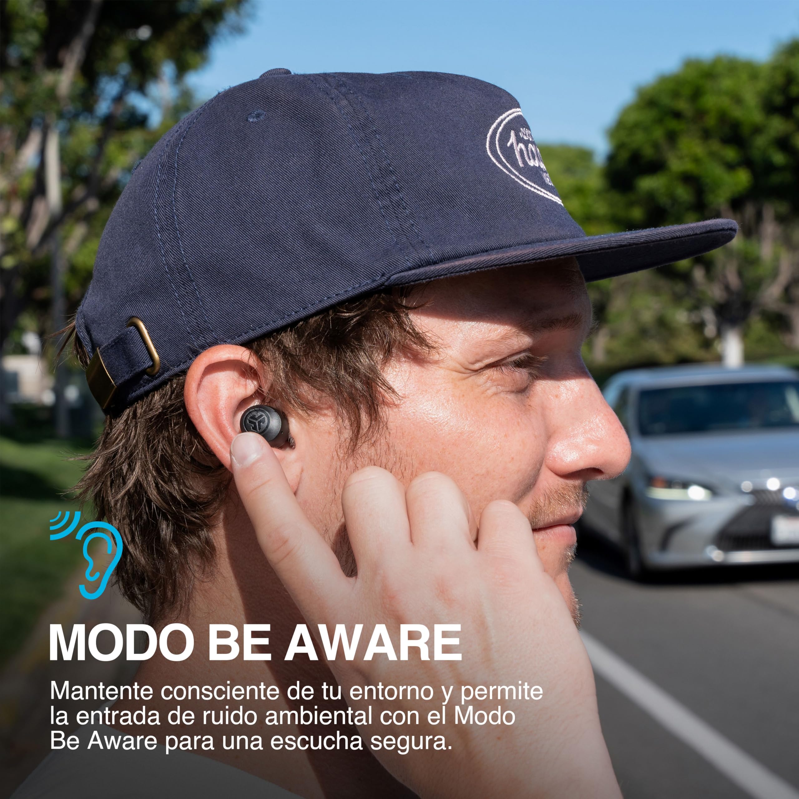 JLab Go Air Pop+ Auriculares Inalambricos Bluetooth, Wireless Earbuds 35+ Horas Rendimiento con Caja de Carga - Audifonos Bluetooth Inalambricos con Micrófono, Dual Connect, App, Negro Medianoche — view 4