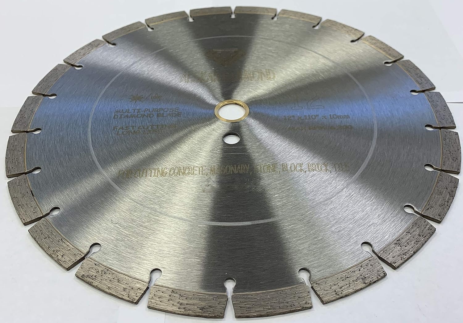 USA ADLSS 12 inch Dry or Wet Cutting General Purpose Segmented High Speed Diamond Saw Blades for Concrete Stone Brick Masonry with Arbor 1"-20mm (12")
