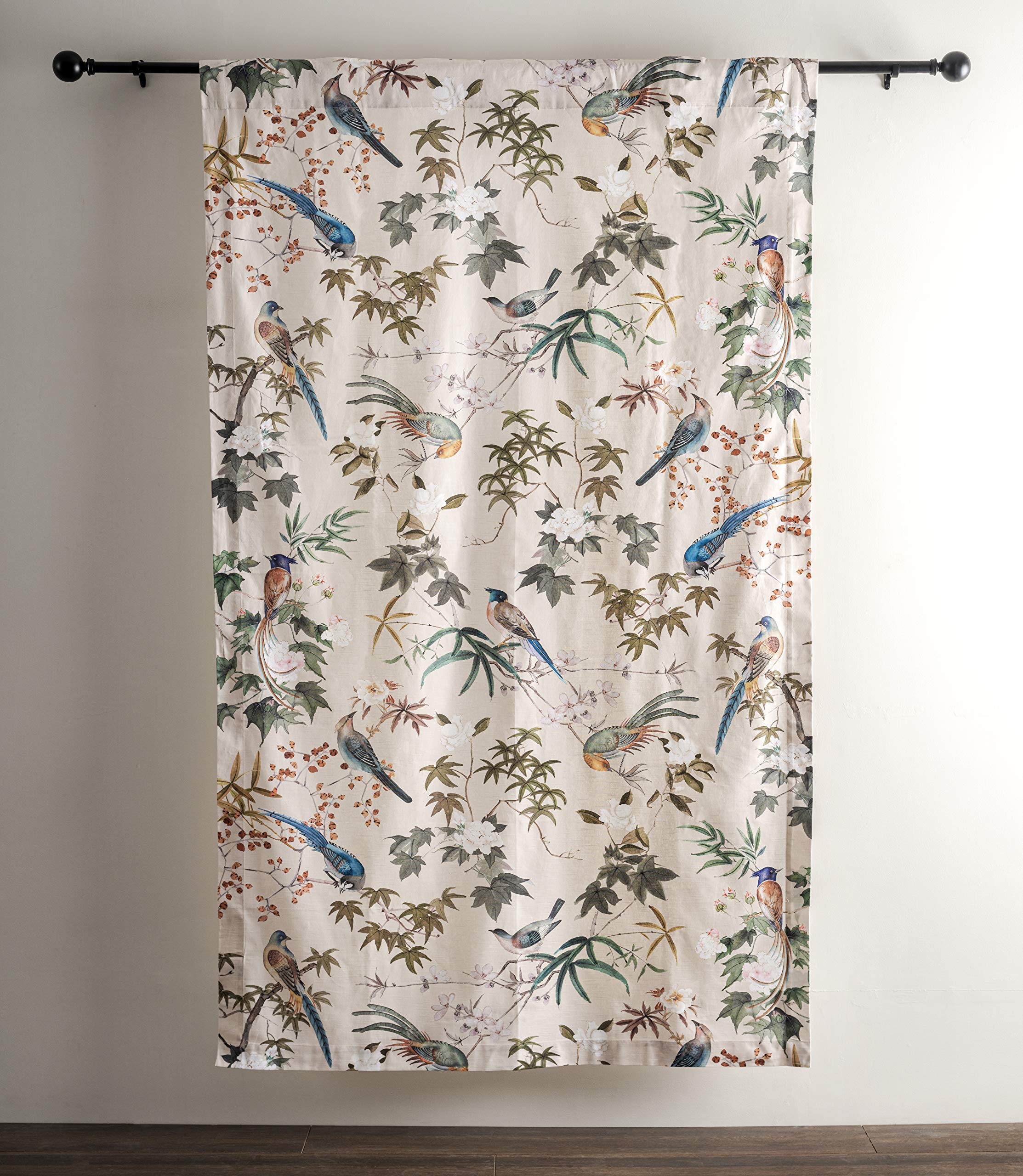 Maison d' Hermine Hokuzai 100% Cotton Curtain One Panel for Living Rooms Bedrooms Offices Tailored with a Rod Pocket and Loop for Easy Hanging (Beige, 50 Inch by 96 Inch).OEKO-TEX STANDARD 100