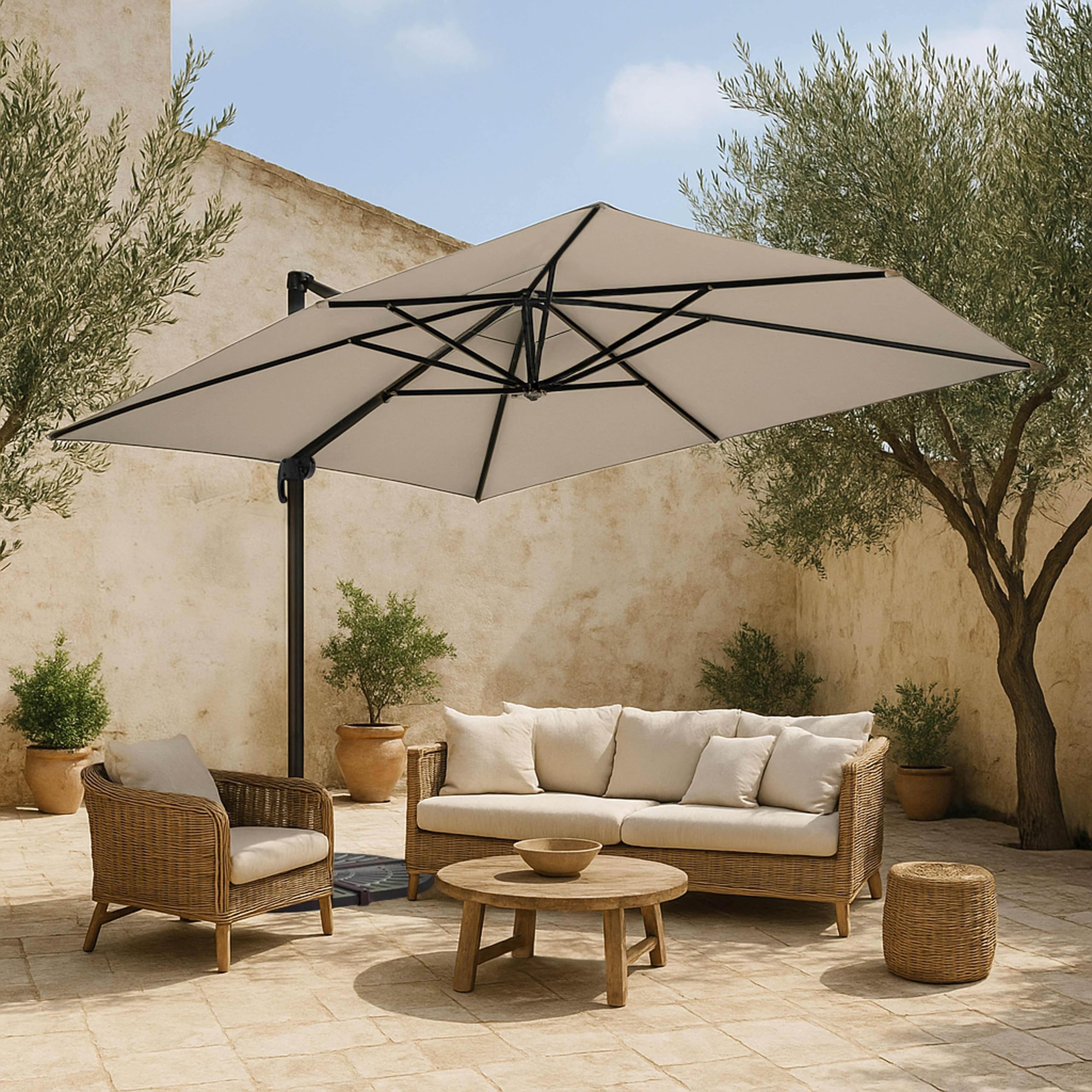 Oviala Toile pour Parasol déporté 4x3m écru