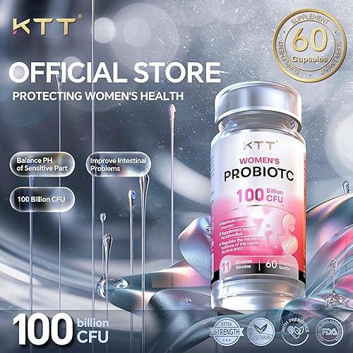 Miniatura 2 de KTT Probióticos vaginales, equilibrio de pH para mujeres, 100 mil millones de UFC probióticos para mujer para salud vaginal, urinario, control de