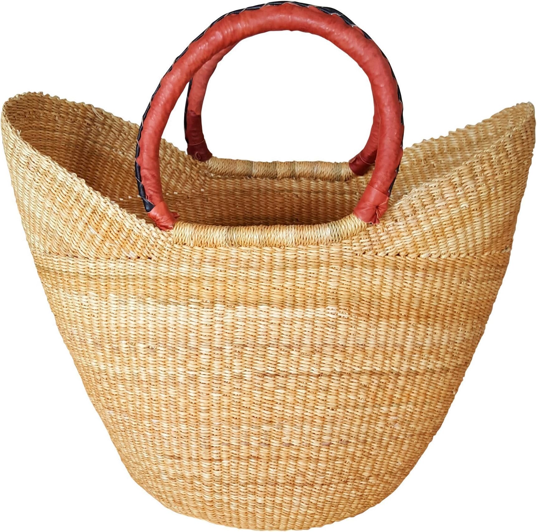 Hands CraftLarge Yikene Shopper - Ghana Bolga Basket - Dye-Free