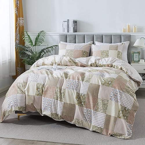 Miniatura 125 de HoneiLife - Juego de funda de edredón floral 100% algodón, 3 piezas, botánica, ropa de cama con cierre de cremallera y lazos en las esquinas