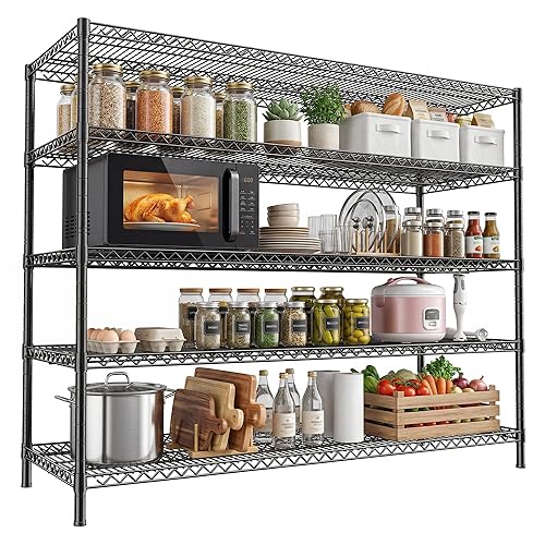 REIBII 55.5" W Storage Shelves 3200LBS Metal Shelving 5 Tier