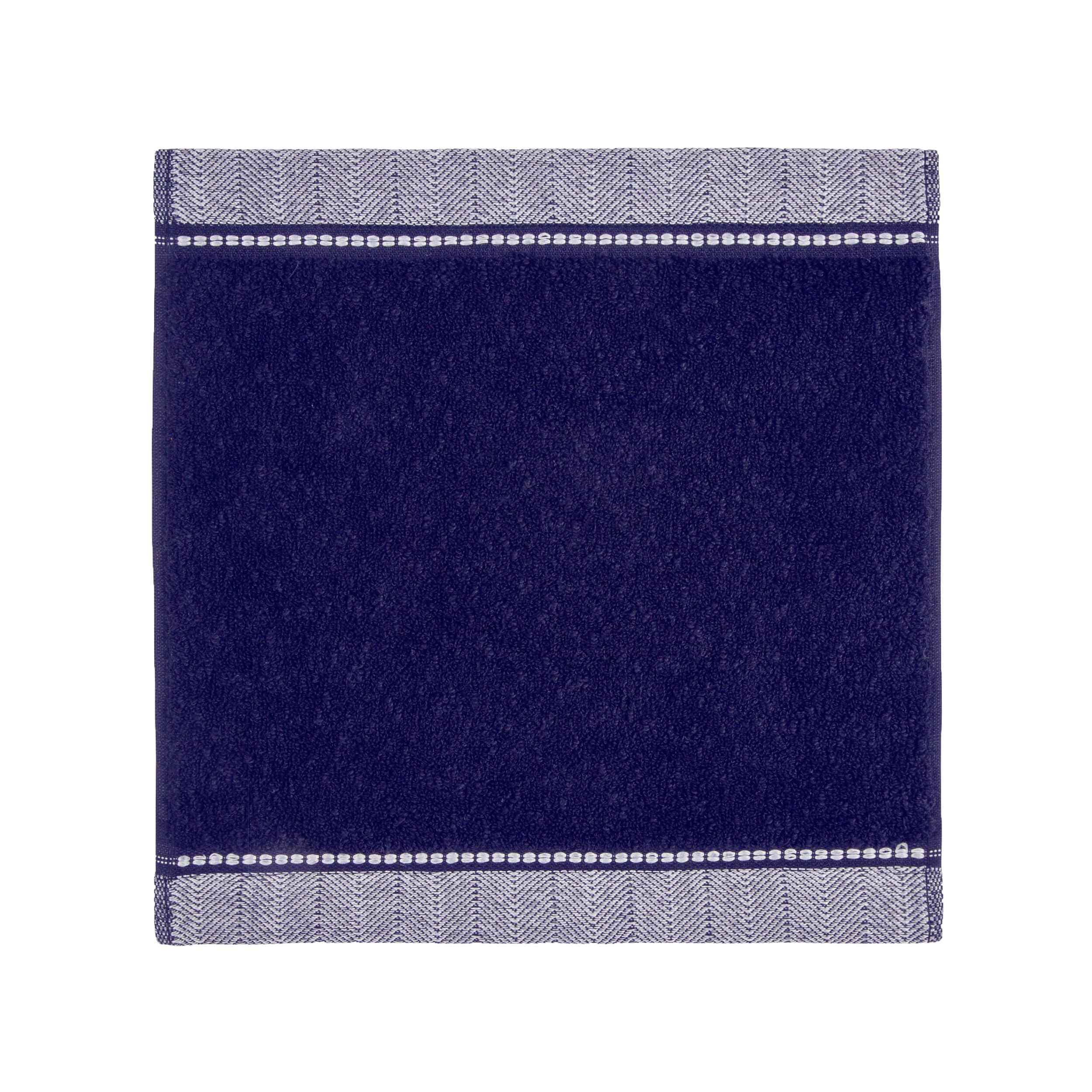 Möve Brooklyn Plain Flannel with Herringbone Border 30 x 30 cm 85% Cotton / 10% Viscose / 5% Linen Deep Sea