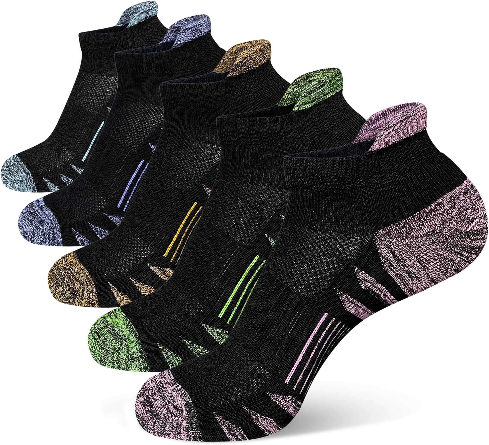 Womens Ankle Anti-blister Thick Cushioned Wicking Odor Resist Athletic Running Socks 5 Pairs