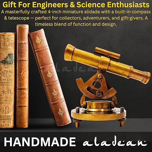 Miniatura 3 de Telescopio decorativo Alidade de latón de 4 pulgadas con brújula base regalos (4 pulgadas)