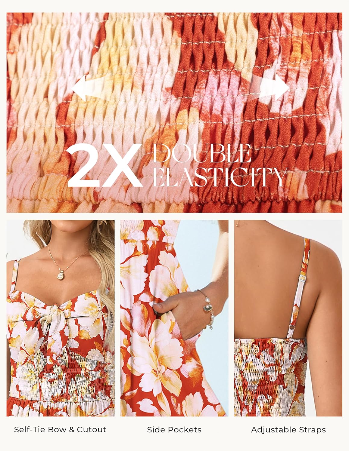 GRACE KARIN Women's Summer Floral Maxi Dress Spaghetti Strap A Line Beach Boho Dresses Ruffle Tiered Casual Dress - Image 4