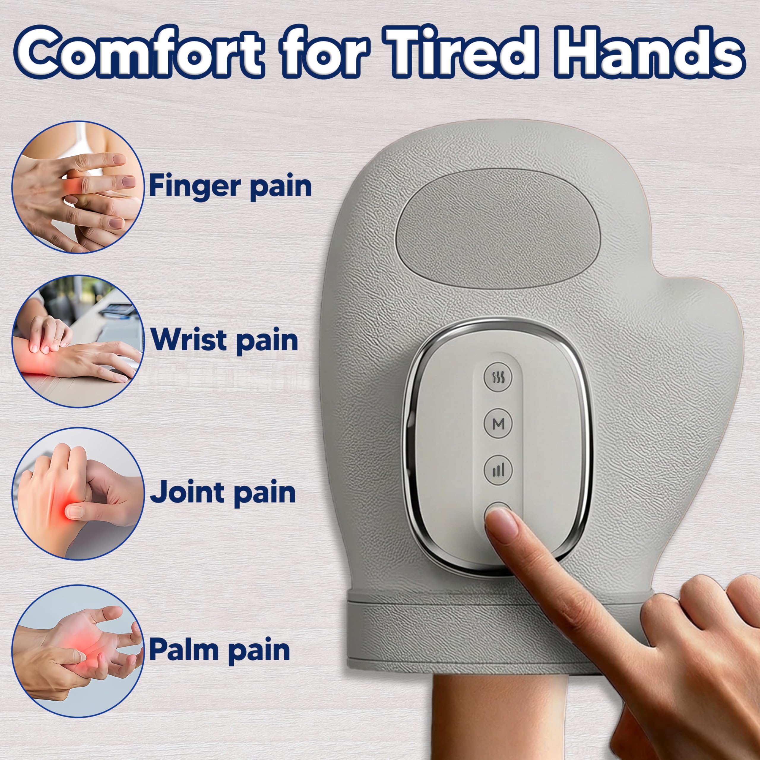 Handmassagegerät mit Wärme und Kompression für Arthritis, wiederaufladbares Hand- und Handgelenkmassagegerät mit Luftkompression, 3 Massagemodi, 3 Wärmestufen, 5 Intensitätsstufen, 15 Minuten