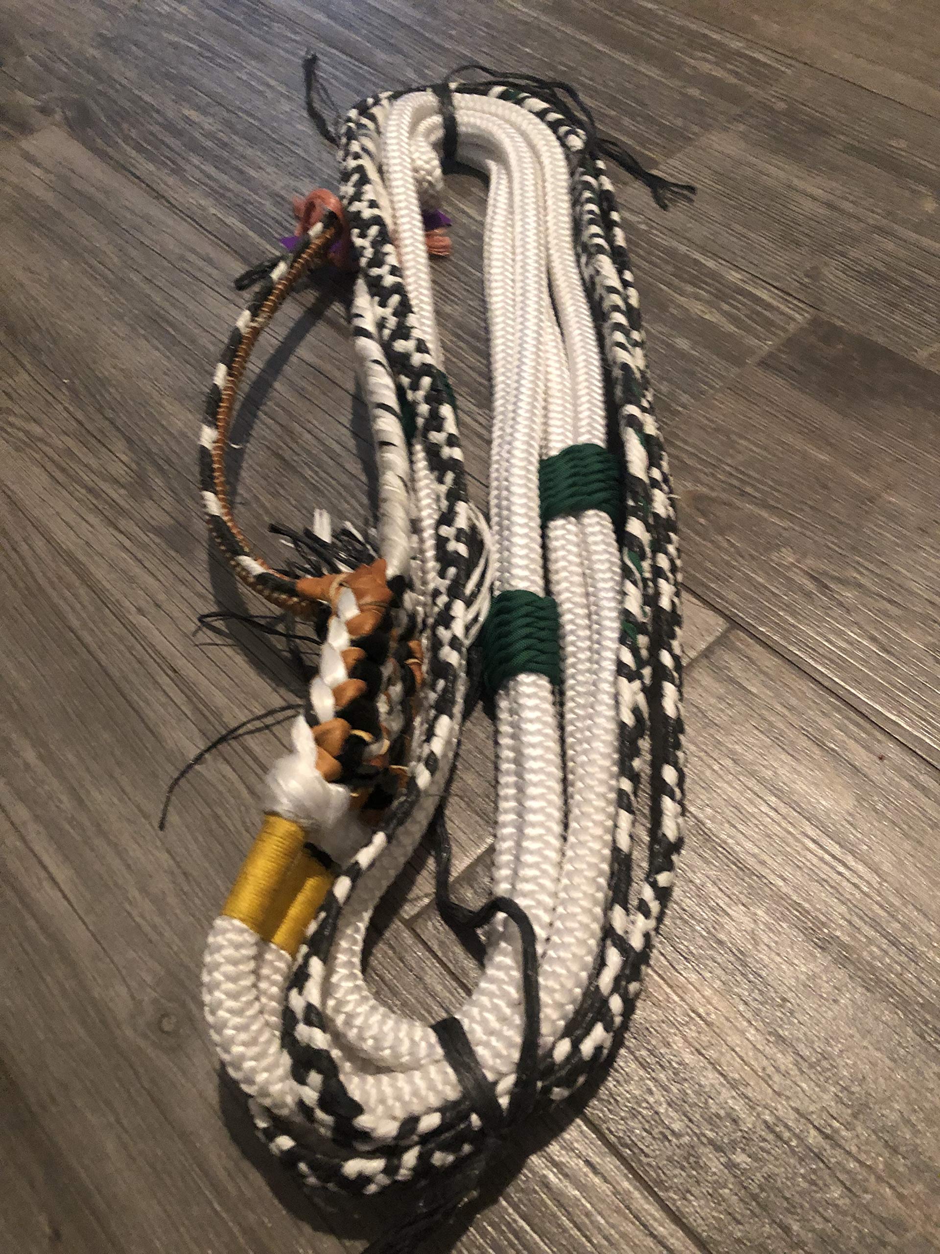 Bull Rope Black & White Dalmatian Pro 9/7 Right Hand Soft 3/4 x 3/4 Bull Riding Rodeo 16'