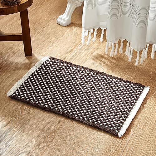 Miniatura 41 de Alfombras de Baño Blancas, Súper Absorbentes Antideslizantes Alfombra de Baño Waffle de Secado Rápido Alfombras de Baño Lavables Boho Estilo Granja,