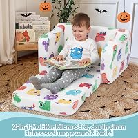 MeMoreCool 2az1-ben összecsukható gyerekkanapé, puha játékfotel, ábécés mintás pólus lányoknak és fiúknak 4