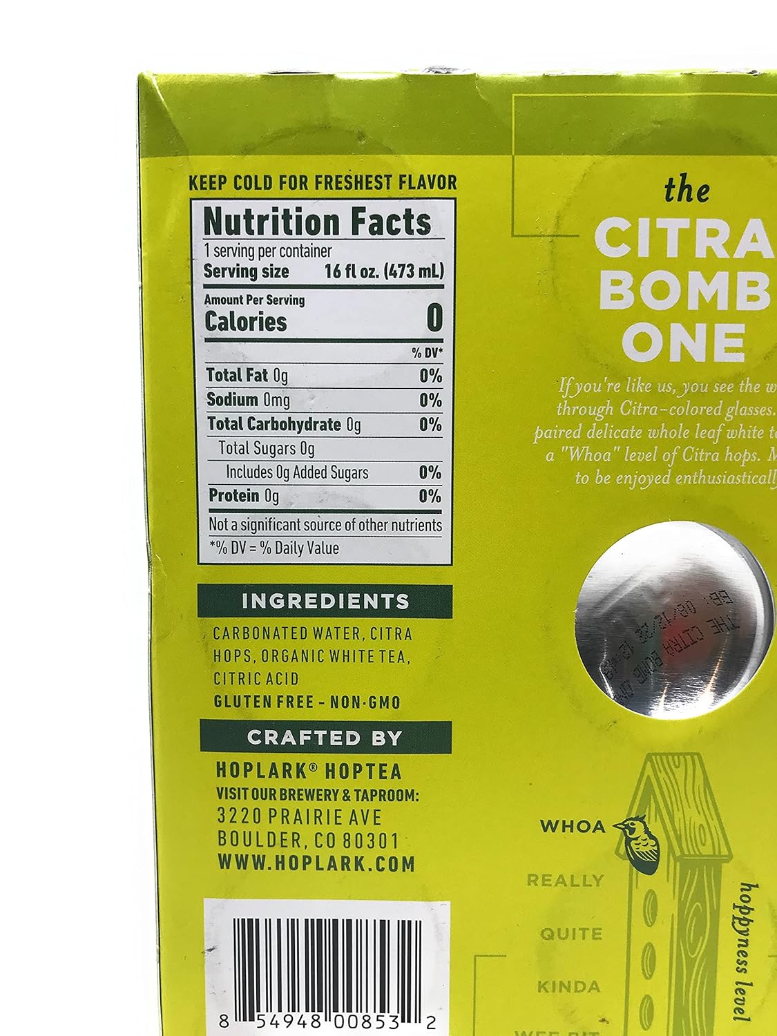 Hoplark The Citra Bomb One Sparkling HopTea 6 Pack, 16 fl oz each