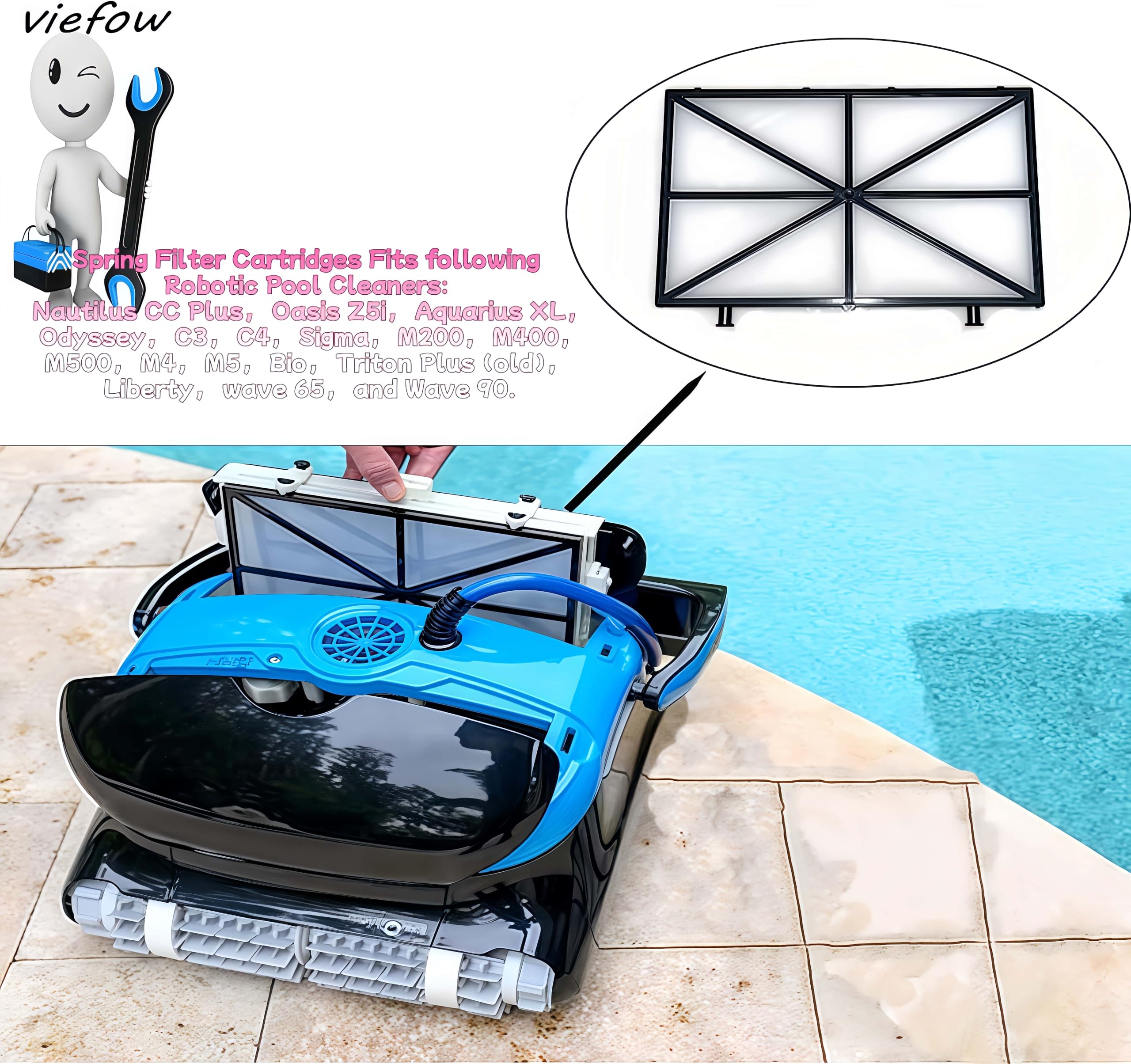Poweka 9991433-R4 Cartouches Filtre Rechange Pour Dolphin M200 M400 M500 Nautilus - Lot 4 Pièces