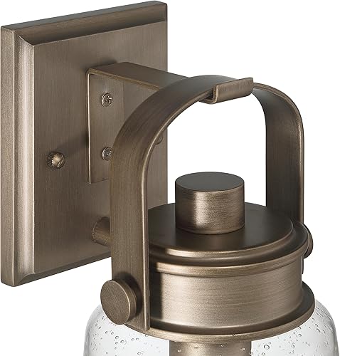 Miniatura 5 de Robert Stevenson Lighting Gage - Lámpara industrial de vidrio y metal para exteriores, color oro toscano