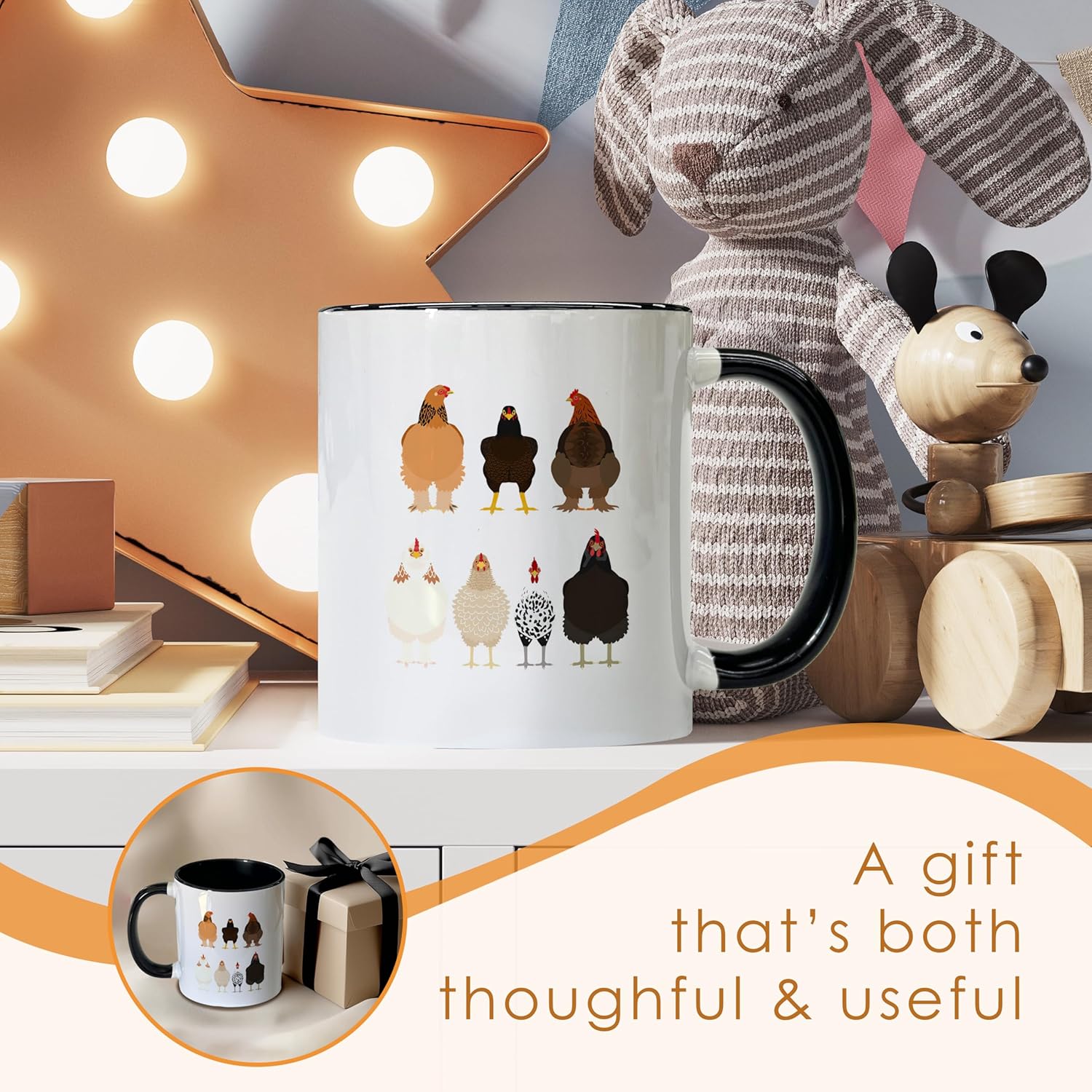 Funny Chicken Coffee Mugs - Chicken Mug, Rustic Chicken Coffee Teacup, ChickenGifts for Women ChickenLovers, Rustic Country Farmhouse Funny Chickens Ceramic CoffeeMug 11oz - Image 6