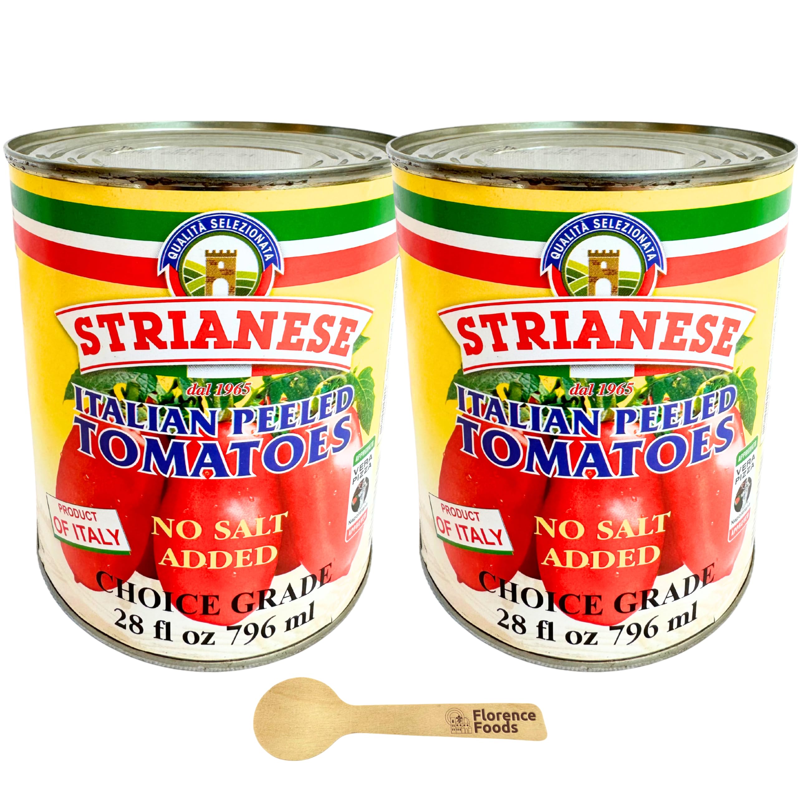 Strianese Whole Peeled Italian Tomatoes 28 oz. (800g)(Pack of 2) - Canned Tomatoes for Marinara - Plum - Perfect for Sauce, Pasta, Pizza, Passata, Puree - Pomodoro Pasta Sauce - Pomodori Pelati