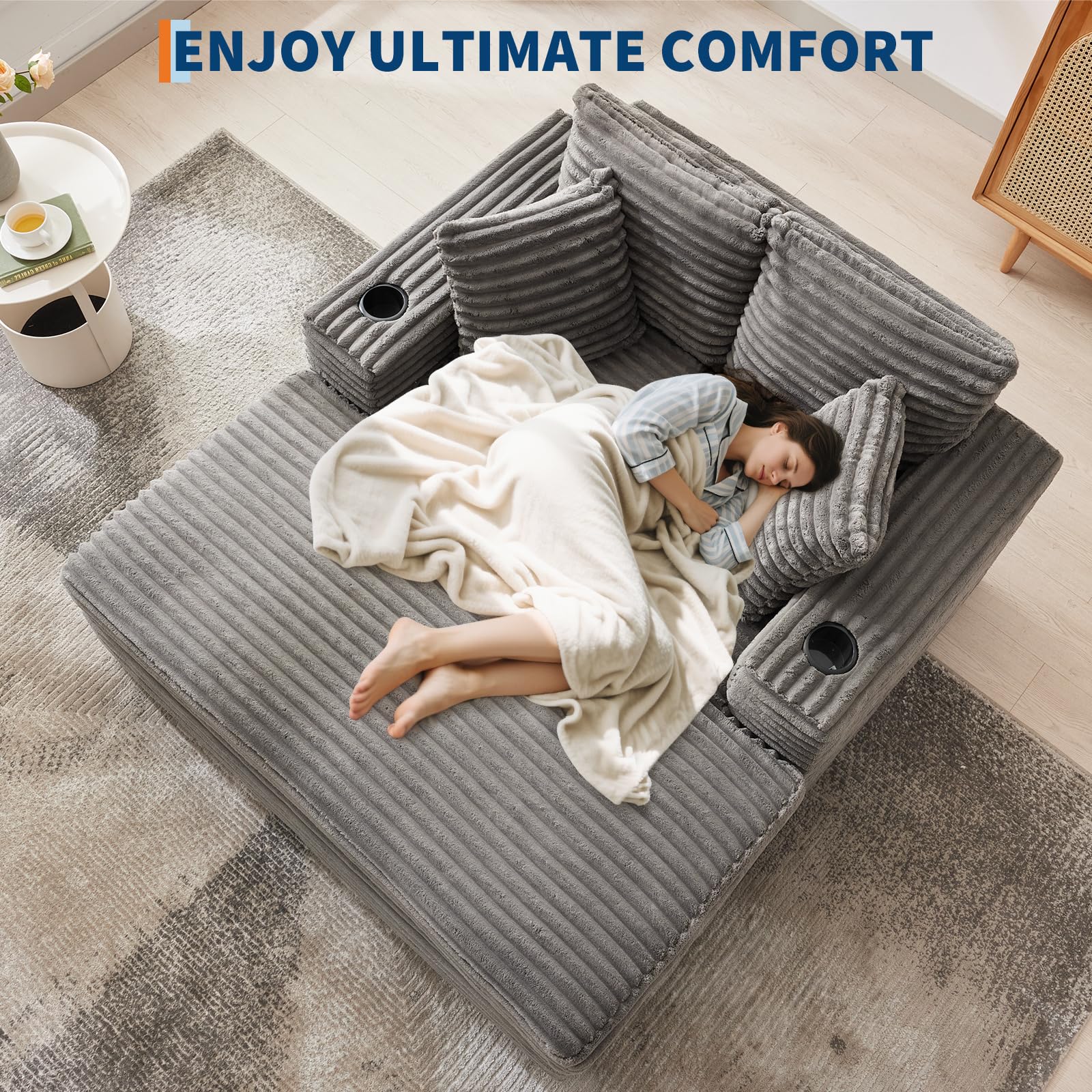 Best Lounge Couch Picks for 2026: Spec-First Roundup 1 GarveeHome 60-inch Oversized Chaise Lounge Chair Indoor, Comfy Corduroy Lounge S — product photo