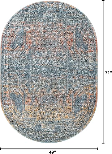 Miniatura 2 de Unique Loom Newport Collection - Kingscote - Alfombra ovalada (4 pies 1 pulgada x 5 pies 11 pulgadas, ovalada, multicolor y marfil)
