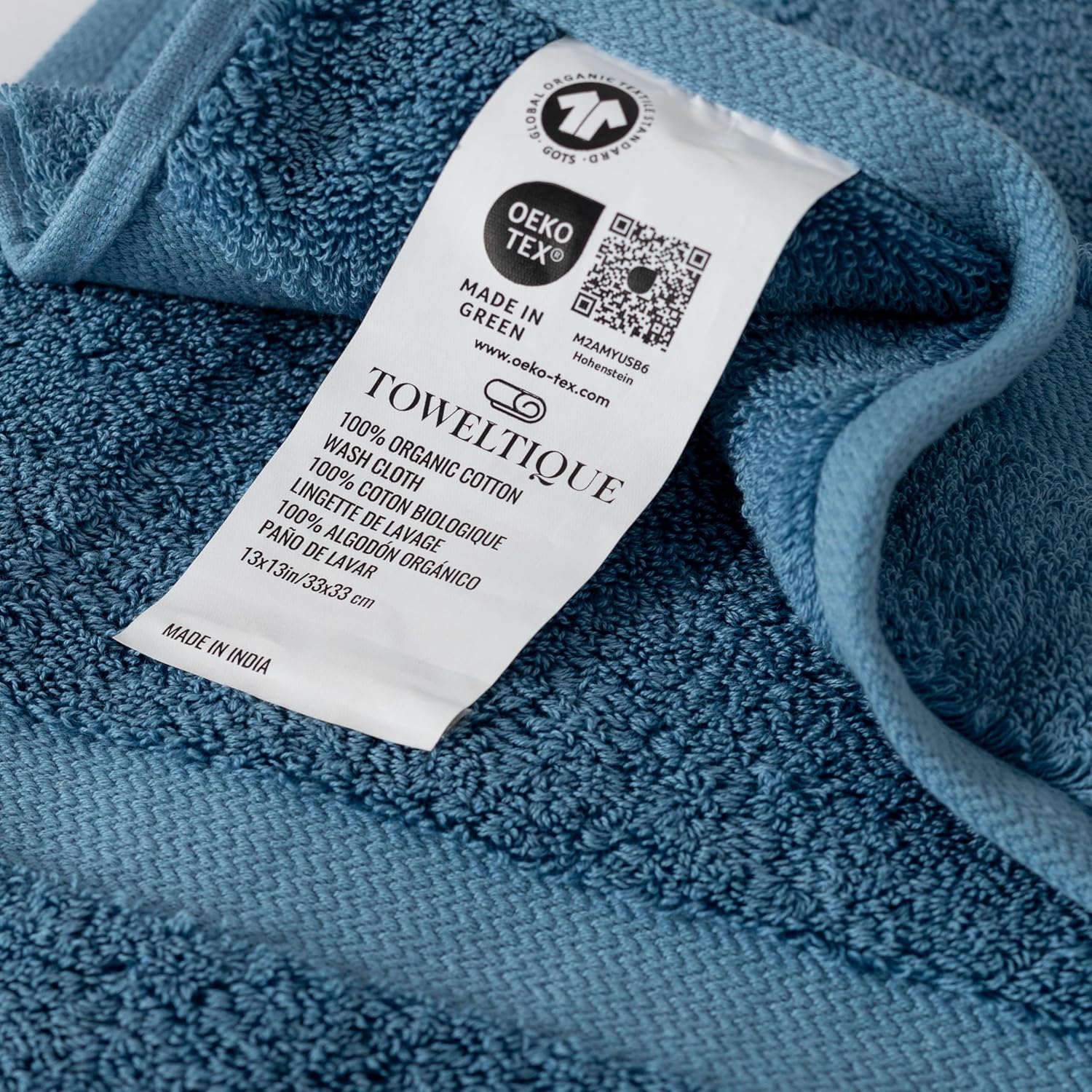Organic Cotton Luxury Long Staple Cotton Plush Hand Towels Pack of 4 GOTS & Oeko- TEX Certified | Premium Soft, Absorbent & Quick-Drying Face Towels, Gym, Spa & Hotel Use – Turquoise - Image 5
