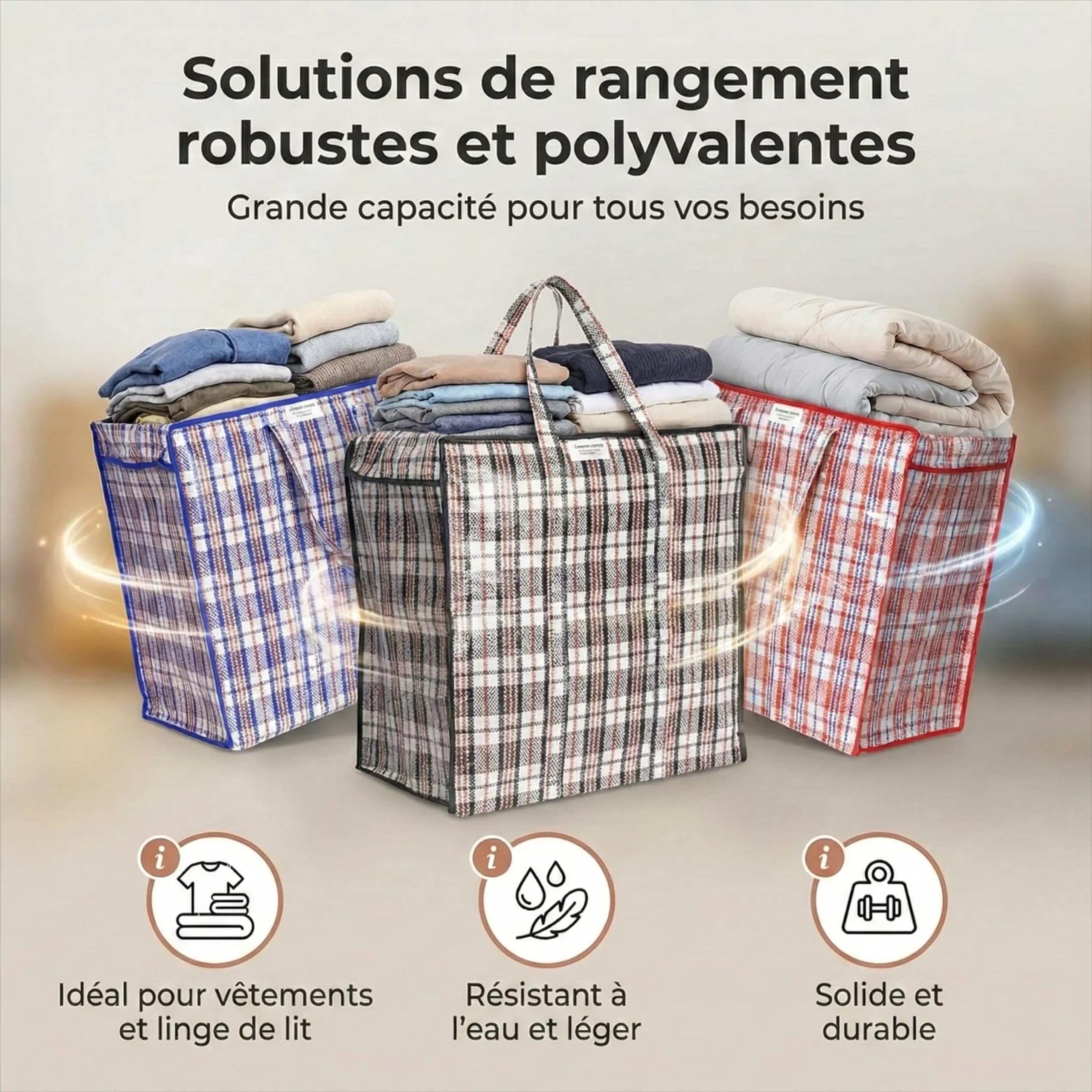 Josephine Osthoff Lot de 9 sacs de rangement pour couette, housse de couette - En plastique avec fermeture éclair - Pour vêtements