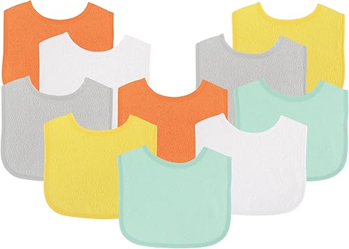 Miniatura 16 de Luvable Friends Baberos de rizo de algodón unisex para bebé Punto chica,Niño Verde Sólido,Chica geométrica,Niña Sólido,Niña Menta Sólida,Azul,Azul