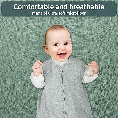 Miniatura 19 de Sábanas de cuna de bebé para niños y niñas, paquete de 2 sábanas ajustables para cuna estándar y colchón de niño pequeño, sábana de microfibra suave