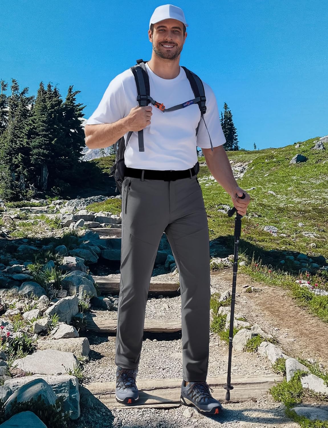 BLUE CHILL Mens Hiking Pants Lightweight Outdoor Quick Dry Waterproof Travel Pants with 4 Zipper Pockets - Image 2