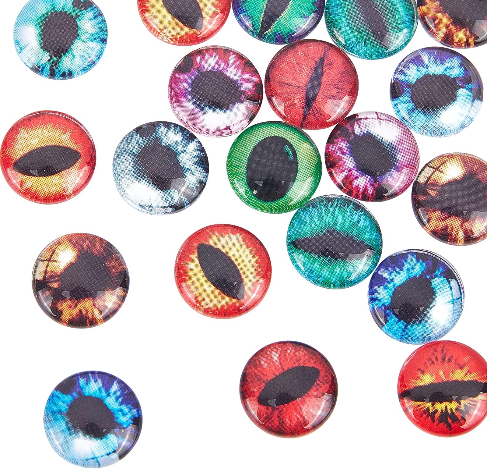 PandaHall mixed colour round glass dome cabochon, national flag, printed flag, size 10&nbsp;x 4 mm, Glass, gemischte Farbe11, 12x4mm