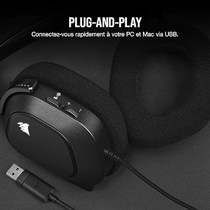Casque Gaming Corsair HS80 RGB USBavec Dolby Son Surround 7.1 