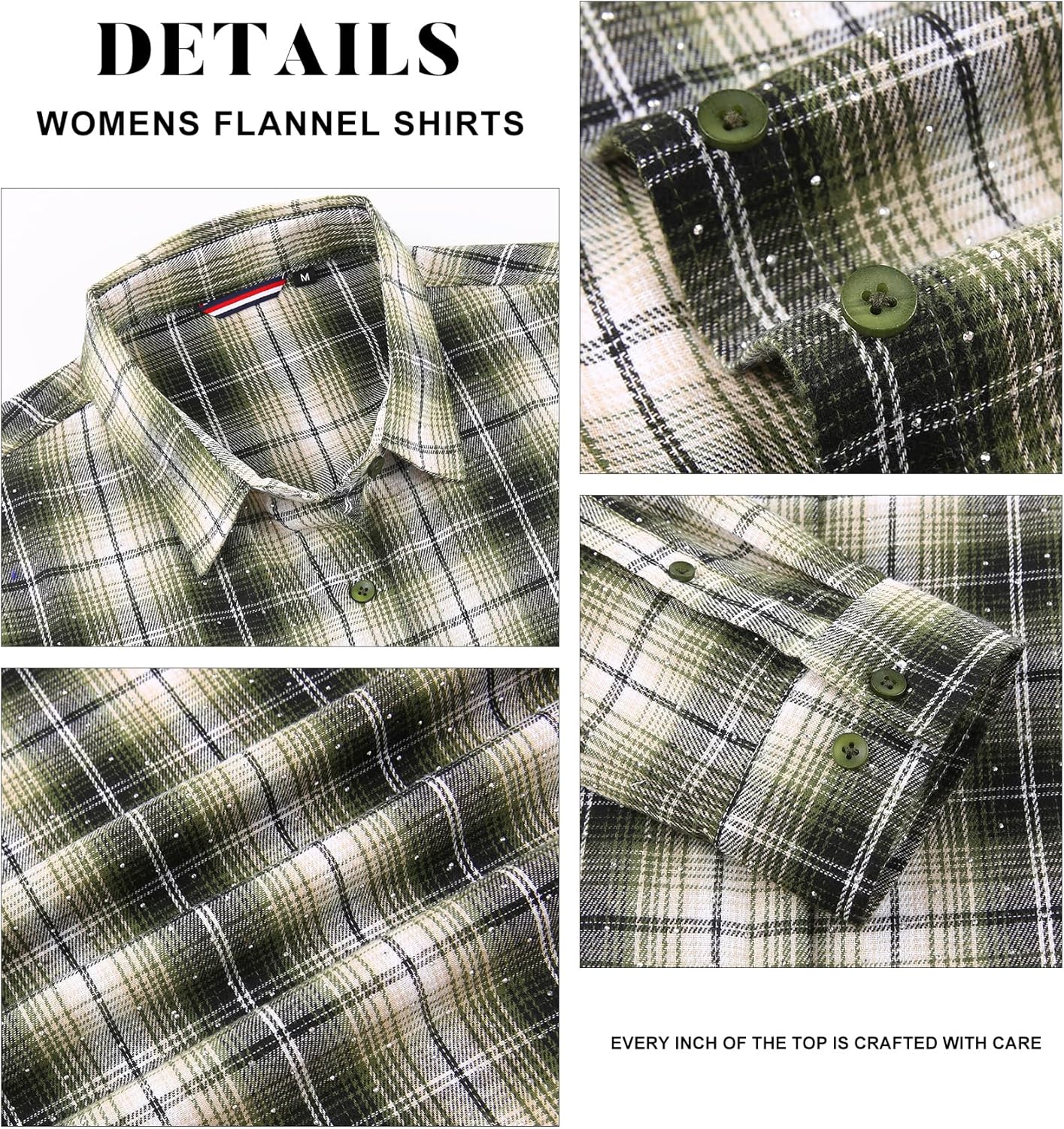 WARHORSEE Plaid Flannel Shirts for Women Long Sleeve, Loose Fit Womens Casual Flannels Button Down Shirts Blouses Tops - Image 3