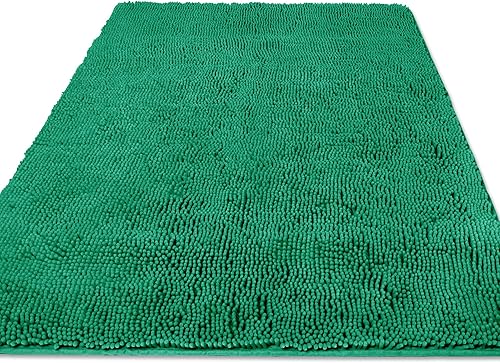 Miniatura 15 de Yeaban Alfombras de baño gris oscuro – Gruesas alfombras de baño de chenilla | Alfombras de baño absorbentes y lavables antideslizantes, alfombras