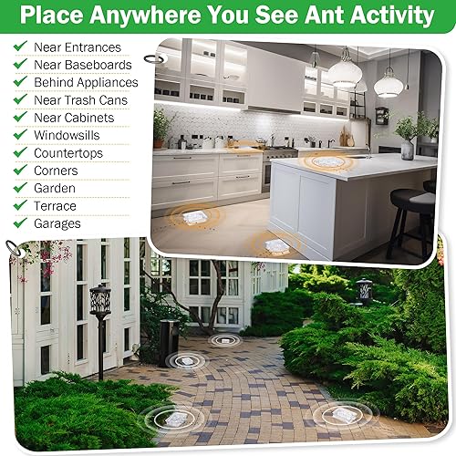 Miniatura 6 de Qualirey Juego de 8 estaciones de cebo para hormigas reutilizables (cebos no incluidos), trampa para hormigas multisuperficie para el hogar, control