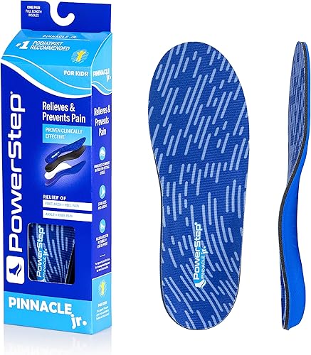 PowerStep Plantillas, Pinnacle Junior Kids Pain Relief Shoe Insert, relleno de zapato de amortiguación máxima, para niños