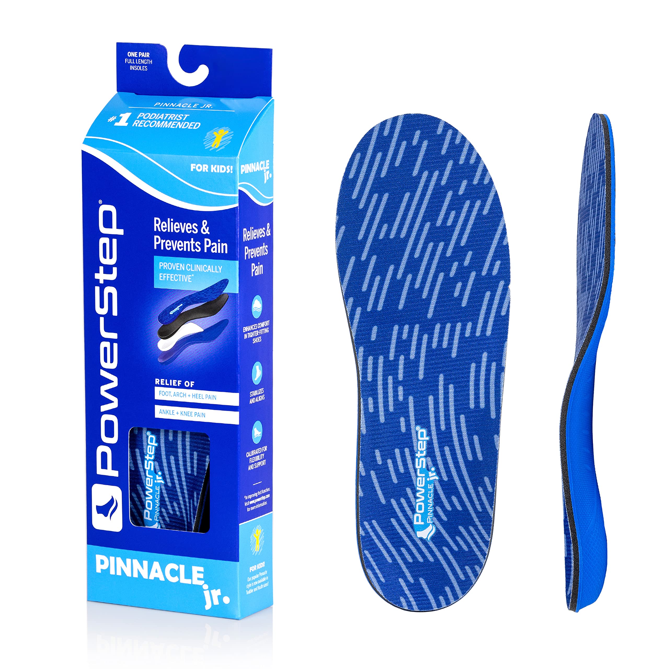 PowerStep Insoles,Pinnacle Junior Kids Pain Relief Shoe Insert, Maximum Cushioning Shoe Insert, For Kids
