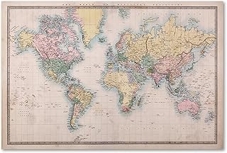 Postereck - 0557 - Hochwertiges Weltkarten Poster Vintage | Weltkarte Wand mit Hauptstädten der Länder | Unterricht Klassenzimmer Schule World Map Wall | Landkarte Welt XXL | Poster - DIN A2-42,0 cm x 59,4 cm