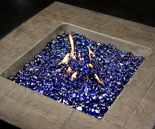 Miniatura 4 de Holy Fire Diamantes de vidrio ignífugo de 1 pulgada para hogueras, rocas reflectantes para chimeneas de gas natural o propano, cuencos de fuego, Oro