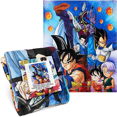 Dragon Ball Z Throw Blanket for Boys, 51x59 in, Goku Anime Fleece Blanket, Throws for Couch, Bed, Sofa, Room Essentials, Gifts for Boys
